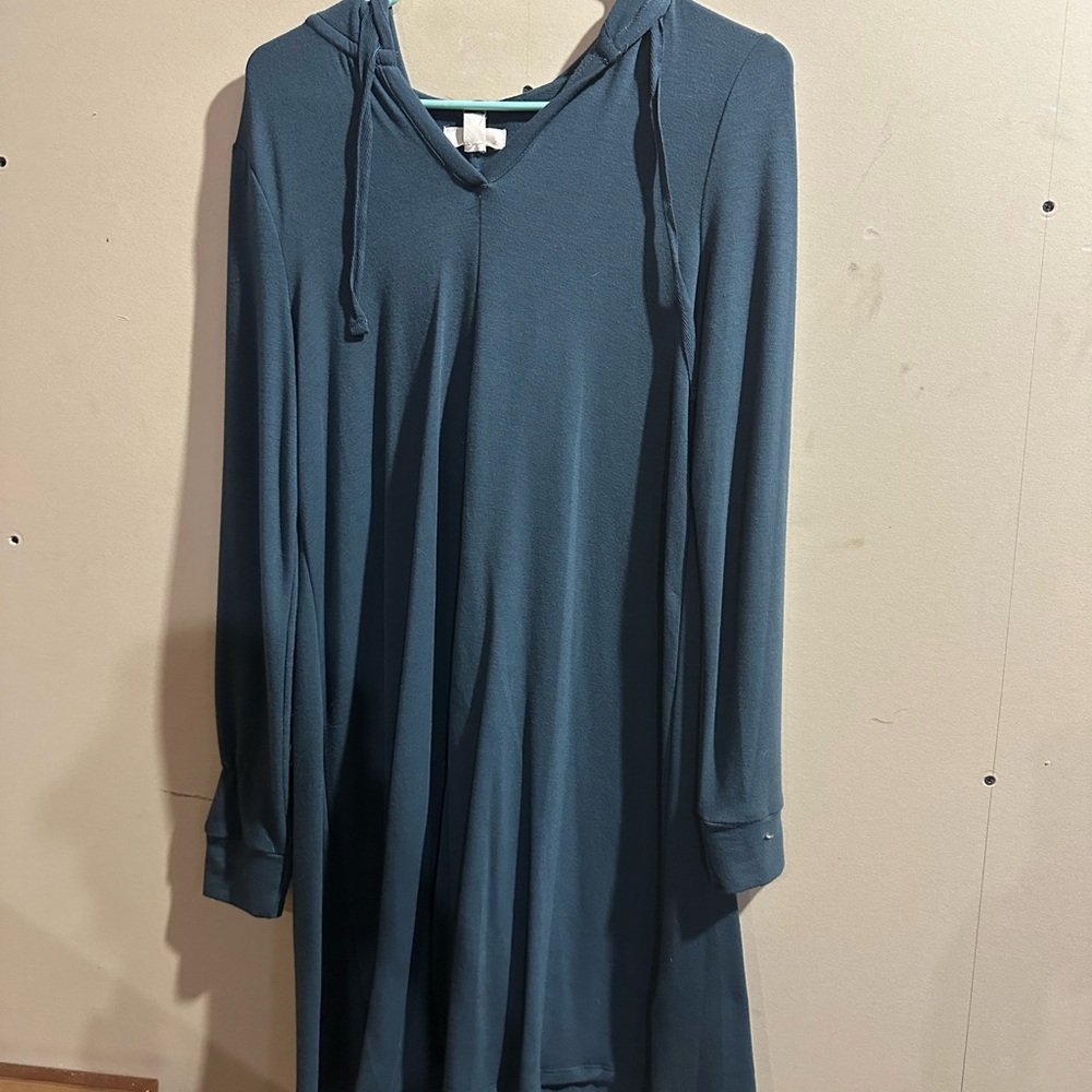 Cupio Teal Hooded Dress